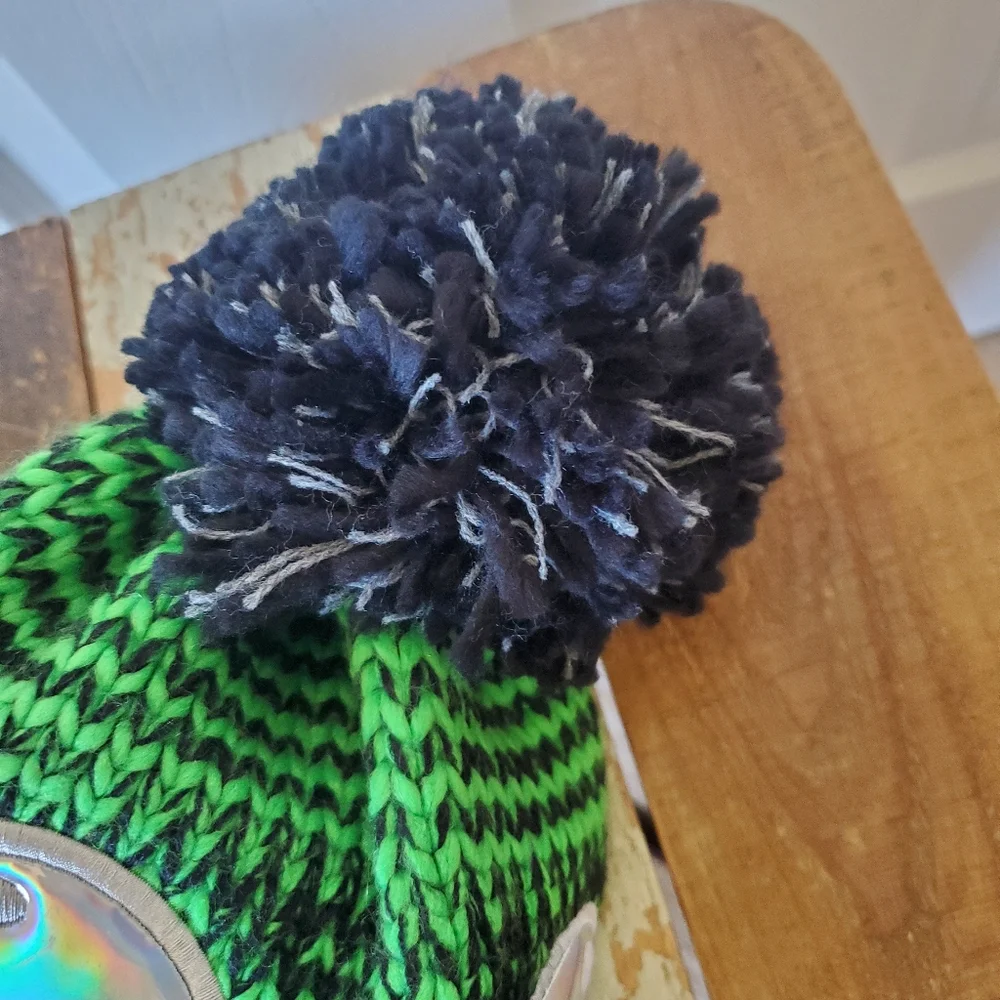 Green Alien Pom-Pom Beanie for Kids